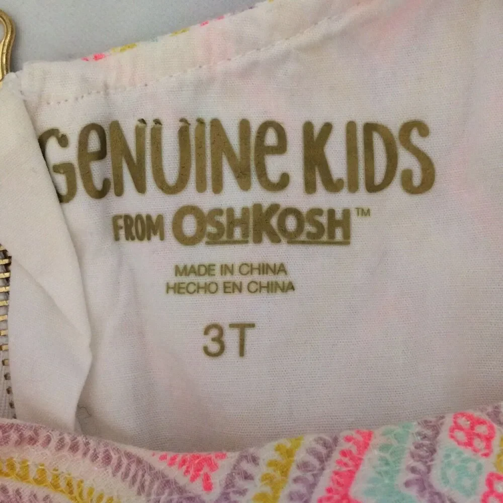 Oshkosh Dress Toddler Girls Size 3T GENUINE KIDS  Sleeveless Easter Spring